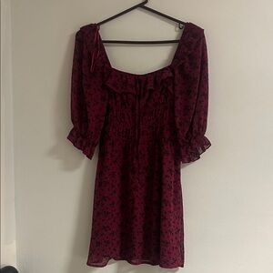 Elegant Burgundy Floral Dress